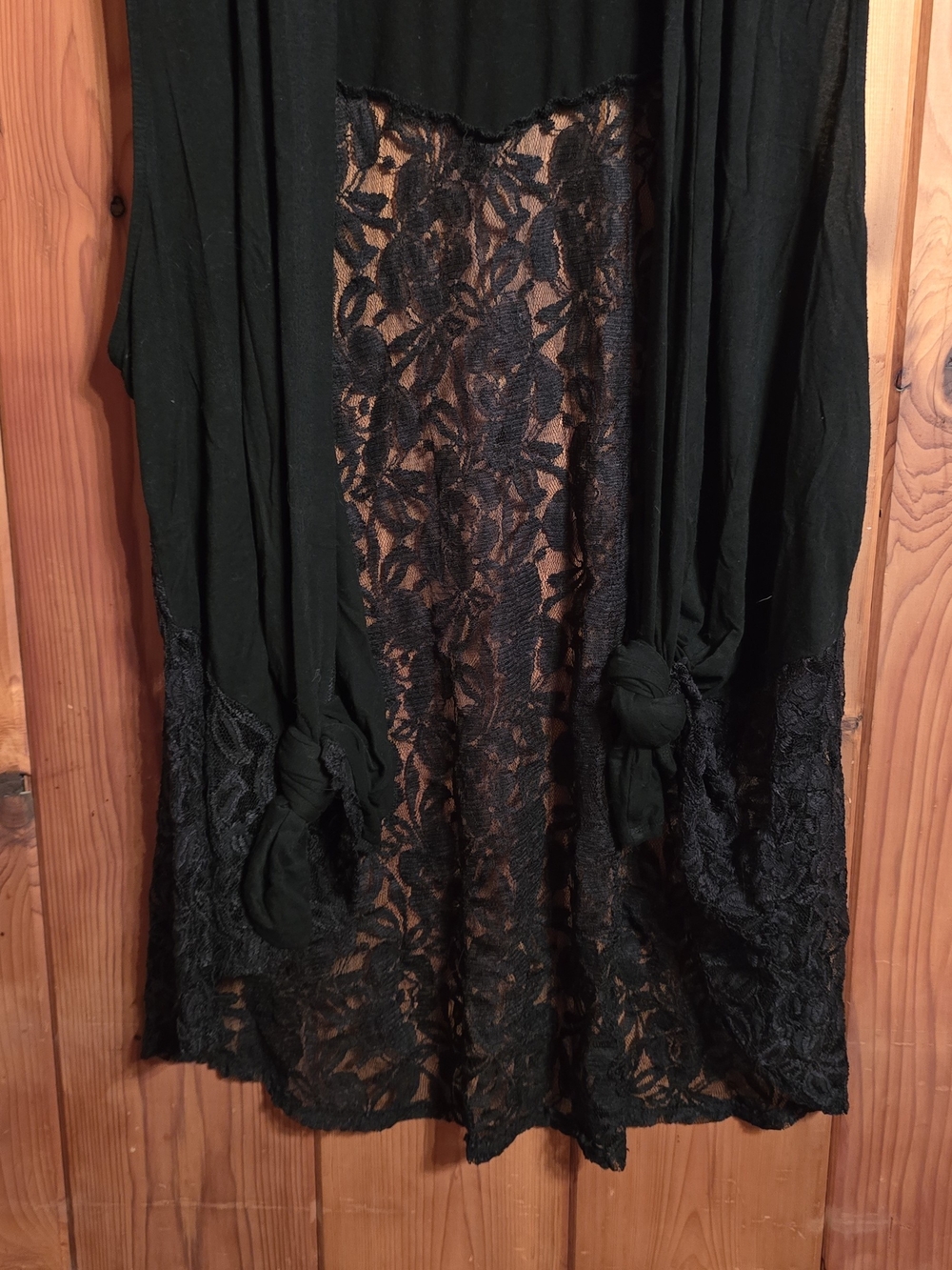 Black Lace-Panel Women's Cardigan Sweater